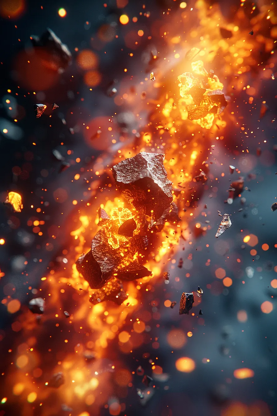 Escena espectacular con magma y rocas en el espacio cósmico