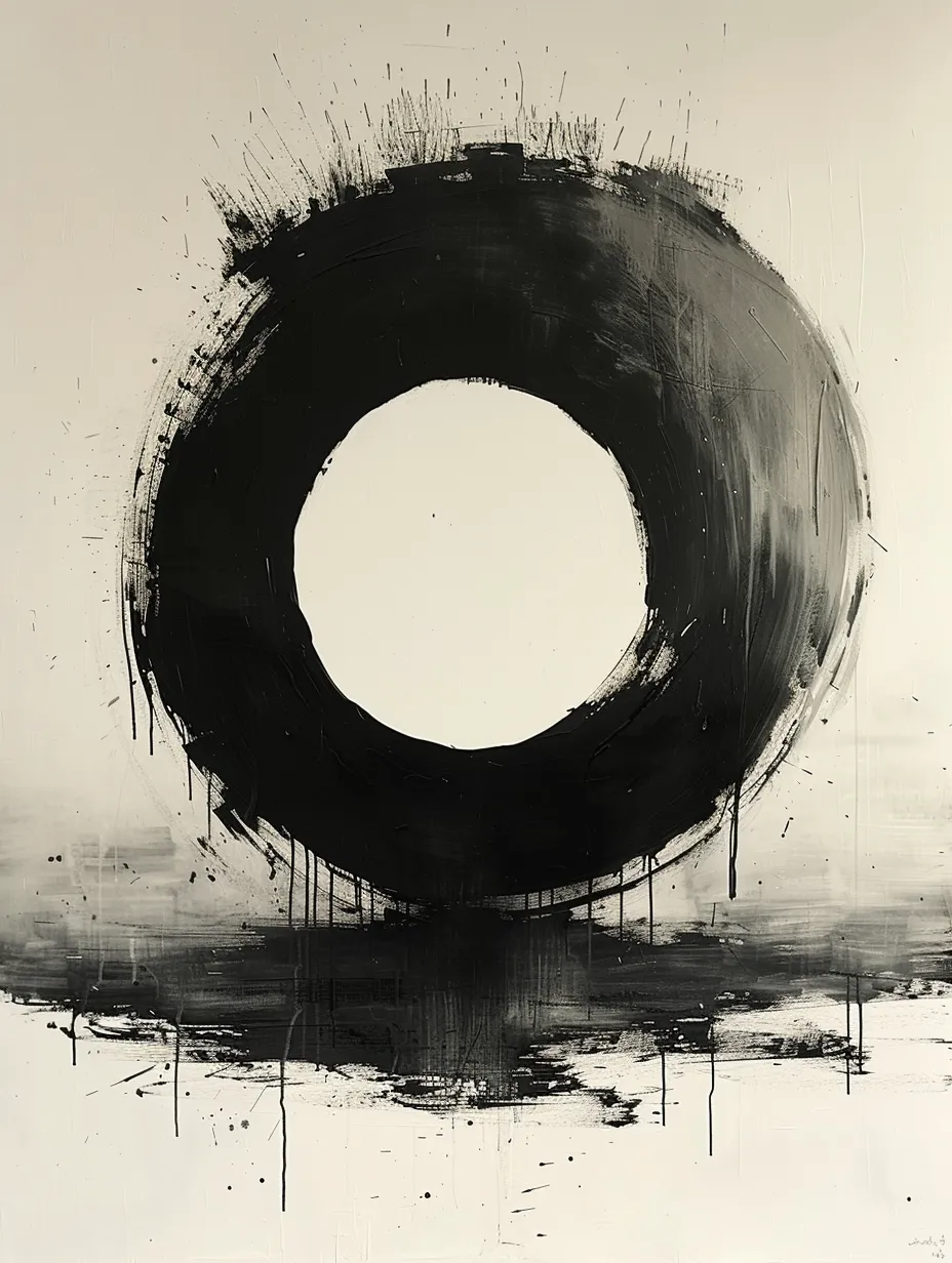 Imagen minimalista de un círculo negro sobre un fondo blanco