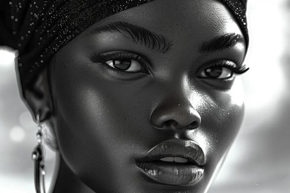 Realistic Portrait of a Woman with Expressive Facial Features