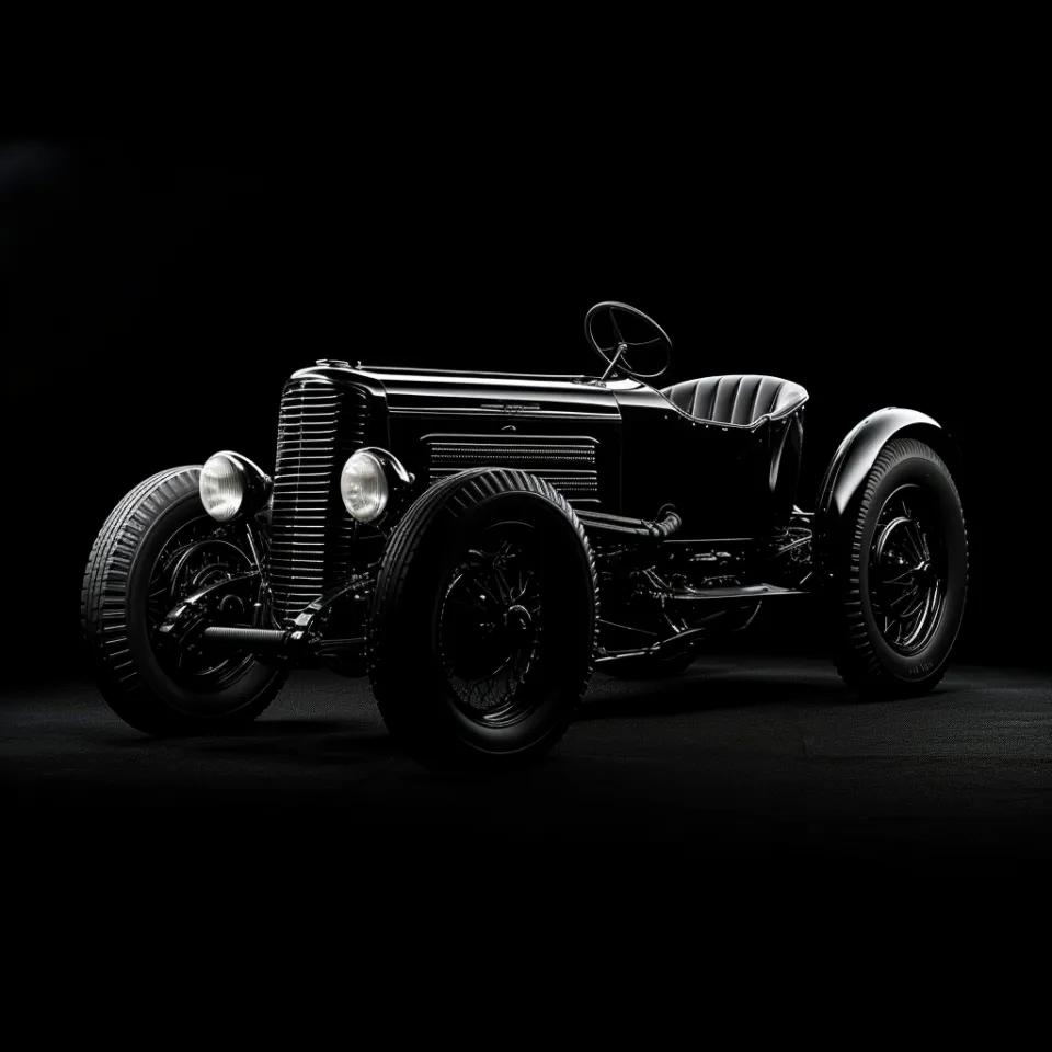 Elegante coche clásico con detalles cromados y faros redondos