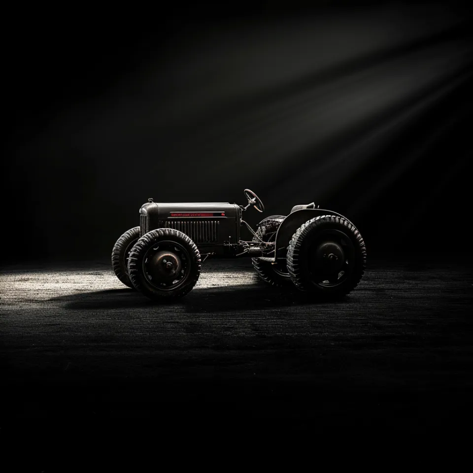 Old Tractor in a Dark Atmosphere with Bright Light