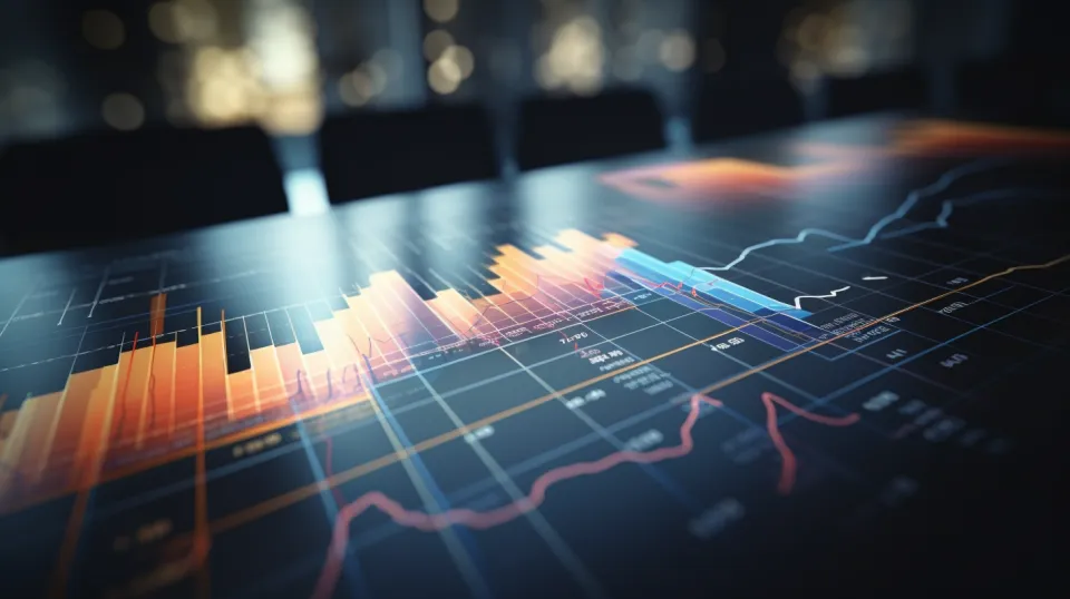 Modern financial data chart with multiple colorful data points