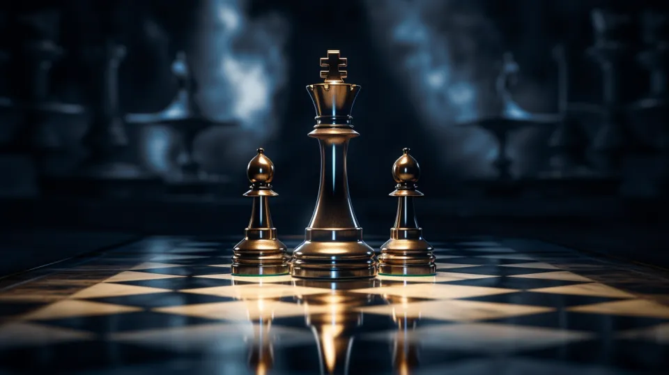 Imagen de un tablero de ajedrez con piezas: rey y peones.