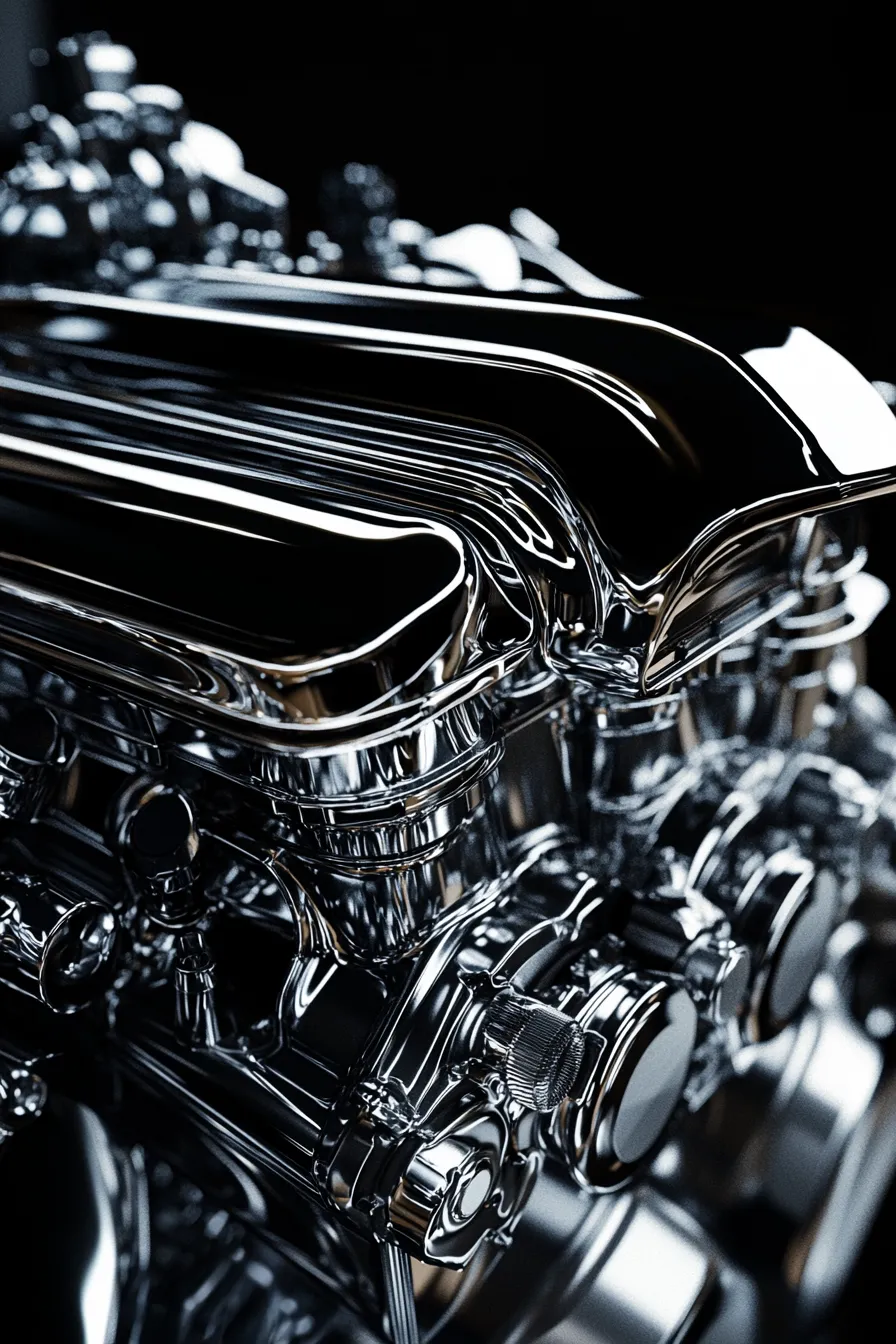 Image of a chromed engine part with high detail