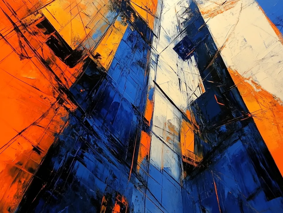 Picturesque urban landscape with buildings and contrasting colors