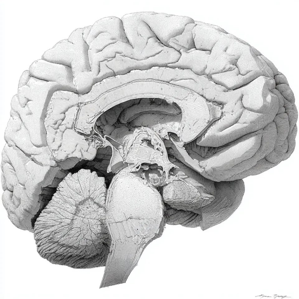 Detailed anatomical image of the human brain highlighting its structures