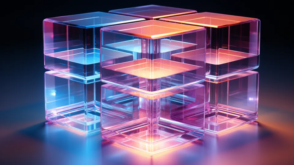 Stacked transparent cubes with smooth backlighting creating an interesting lighting effect