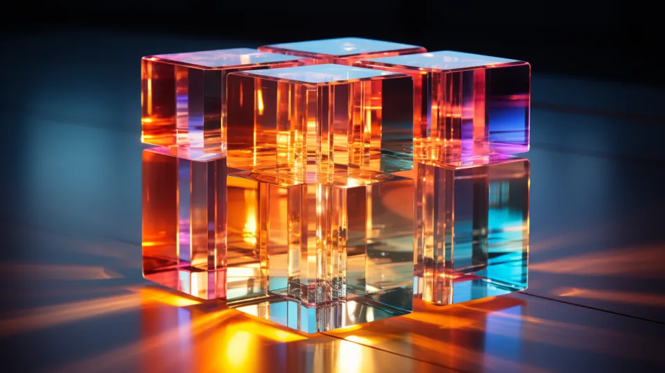 Transparent cubes of various colors illuminated by beautiful light