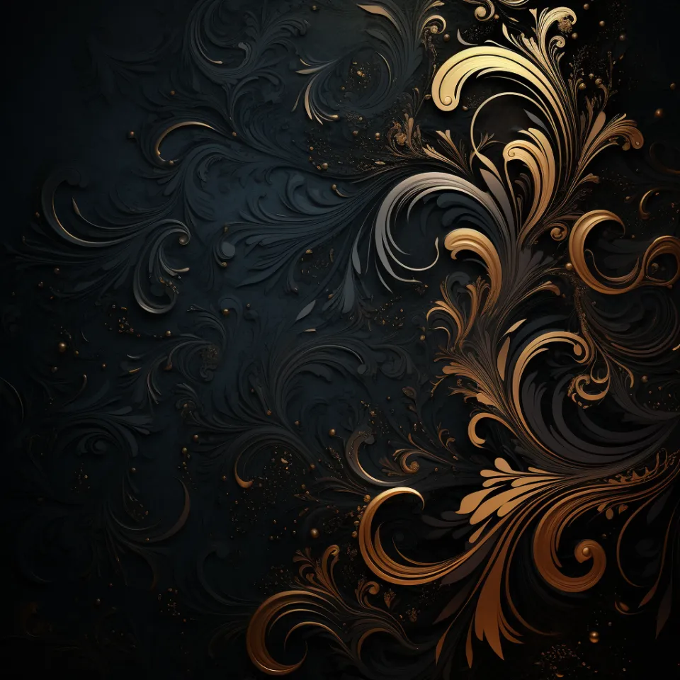Beautiful abstraction with decorative elements in gold and black tones