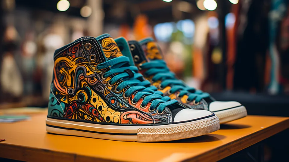 Zapatillas con un colorido estampado y cordones brillantes
