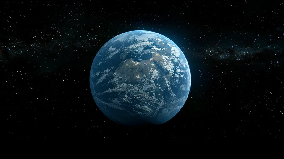 Pintoresca vista de la Tierra contra el fondo estrellado del cosmos