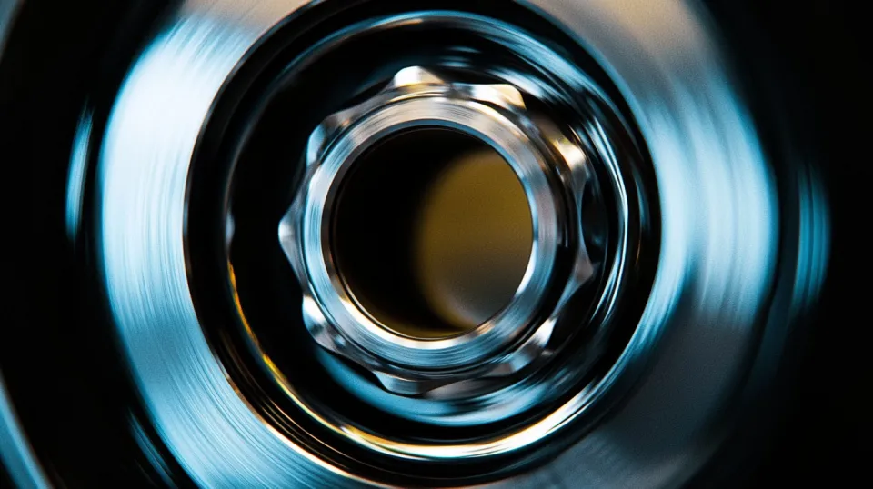 Close-up of a metal element with distinctive reflections and texture