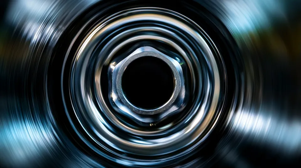 Detailed view of a metal element with circular texture