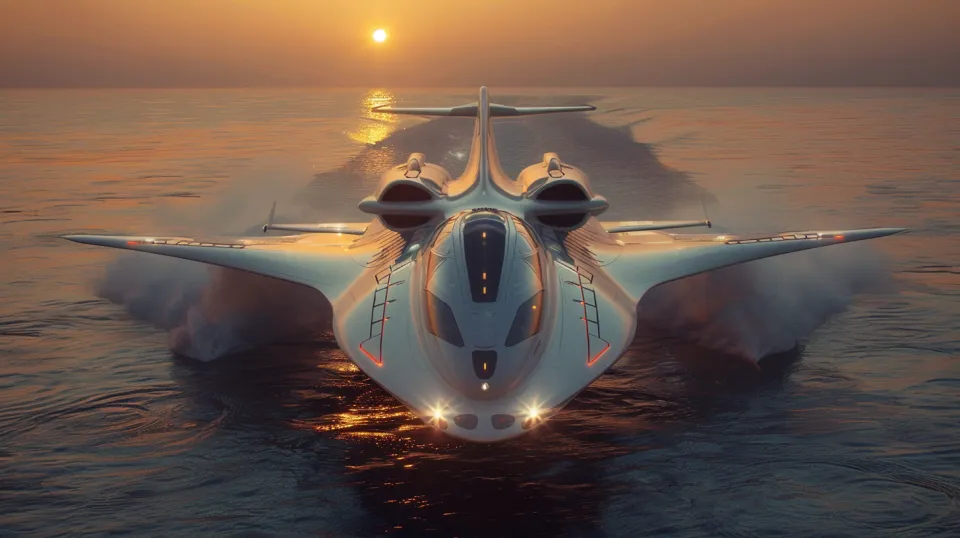 Diseño único de un avión que puede flotar en el agua