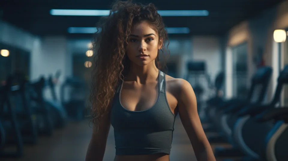 Atleta en un entorno de entrenamiento con cabello rizado largo