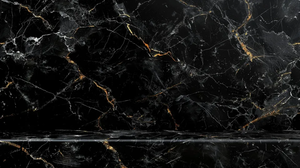 Elegant texture of black marble with golden patterns
