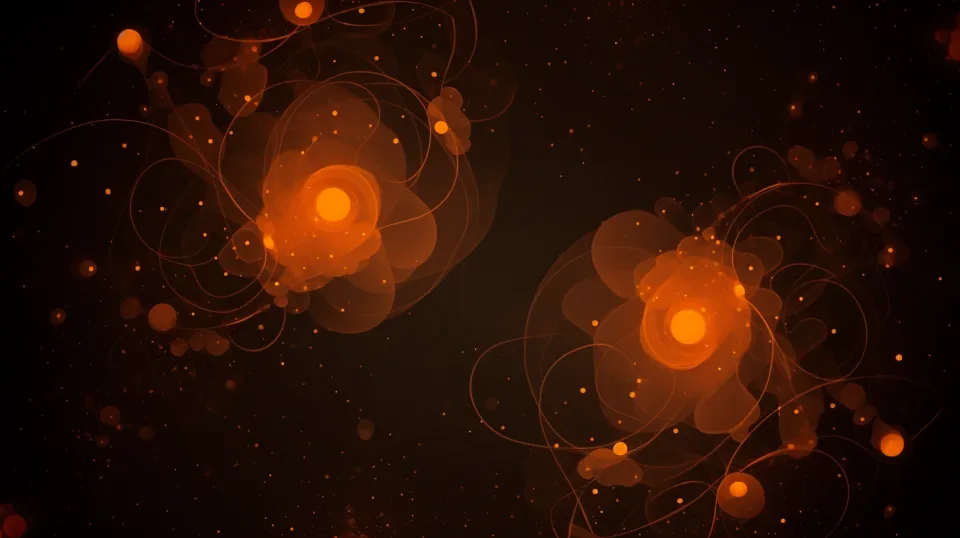 Fondo abstracto naranja con líneas suaves y elementos brillantes
