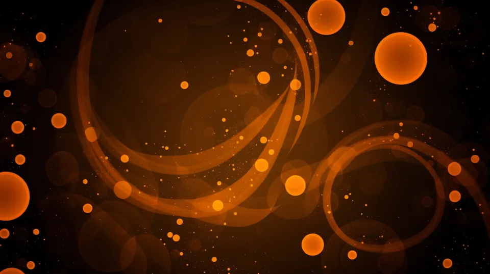 Fondo abstracto oscuro con elementos naranjas y burbujas de aire