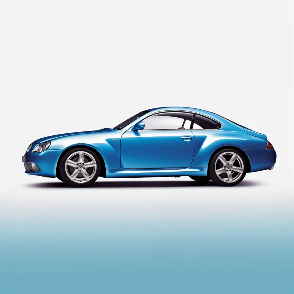 Coupé deportivo con líneas suaves y diseño moderno, pintado en color azul