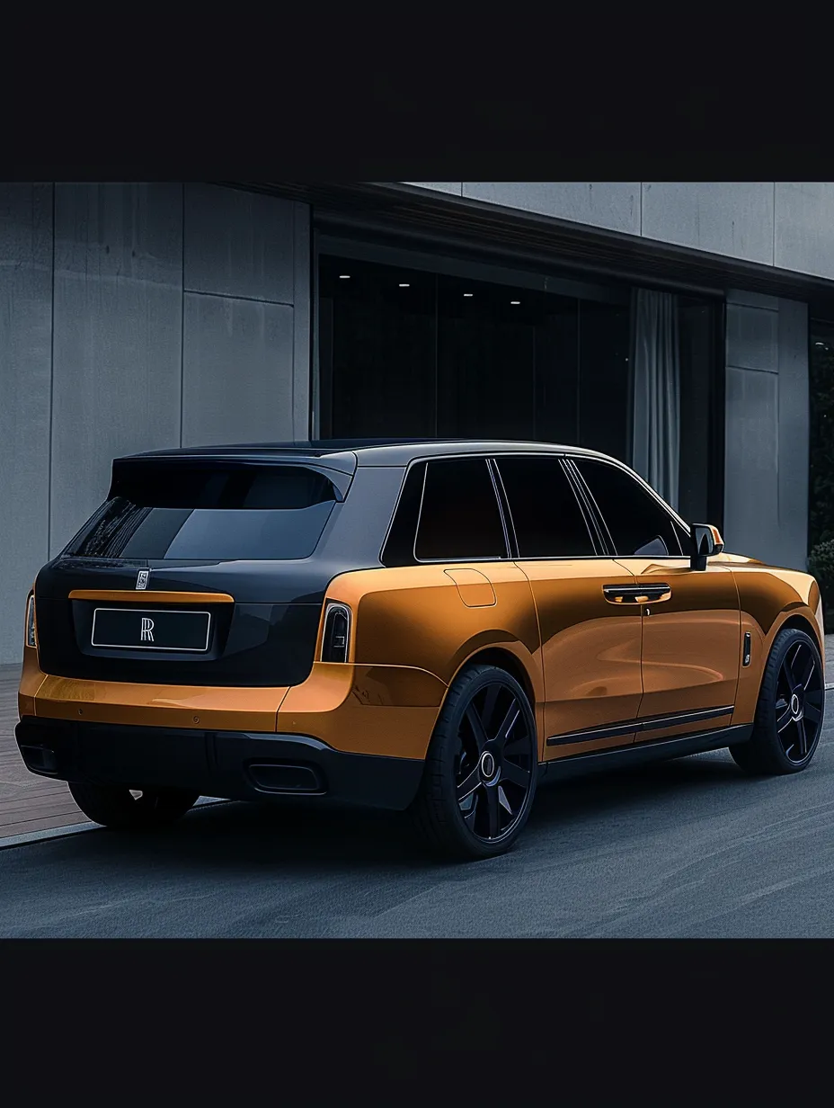 Elegant Rolls-Royce SUV with Bright Orange and Black Finishing