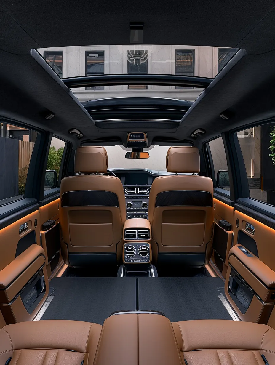 View of the luxurious leather-clad car interior