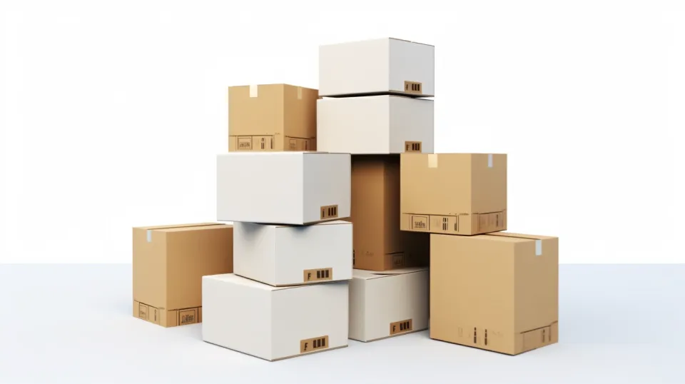 Sealed and regular boxes stacked on top of each other