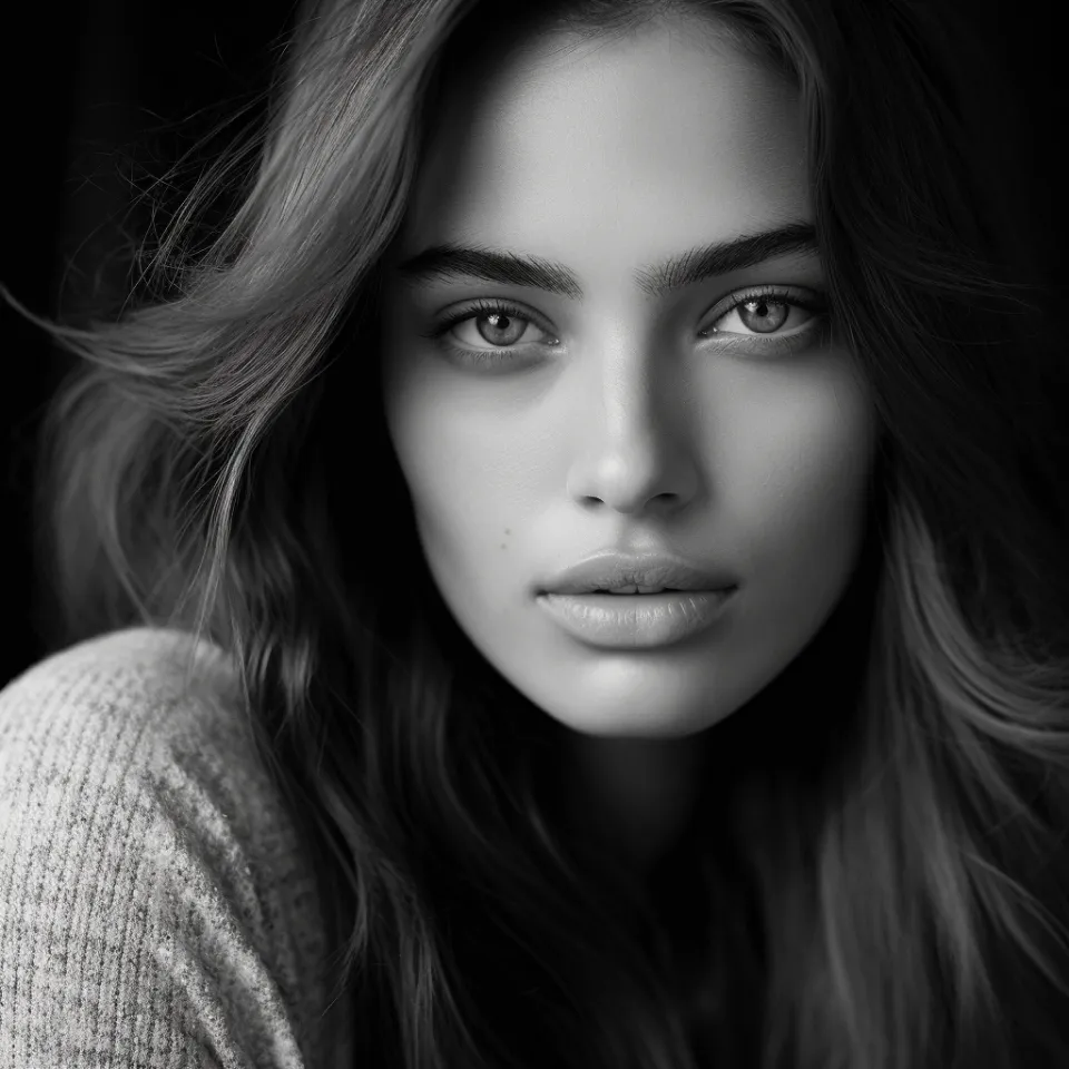 Primer plano de la cara de una mujer con cabello largo y ojos expresivos