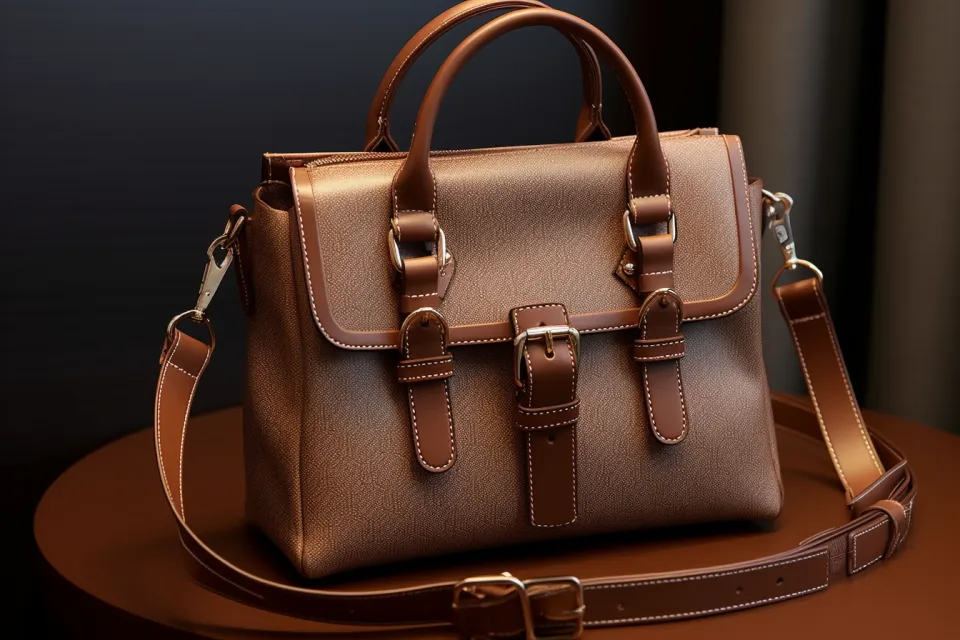 Elegant Leather Handbag with Waist Strap and Comfortable Handles