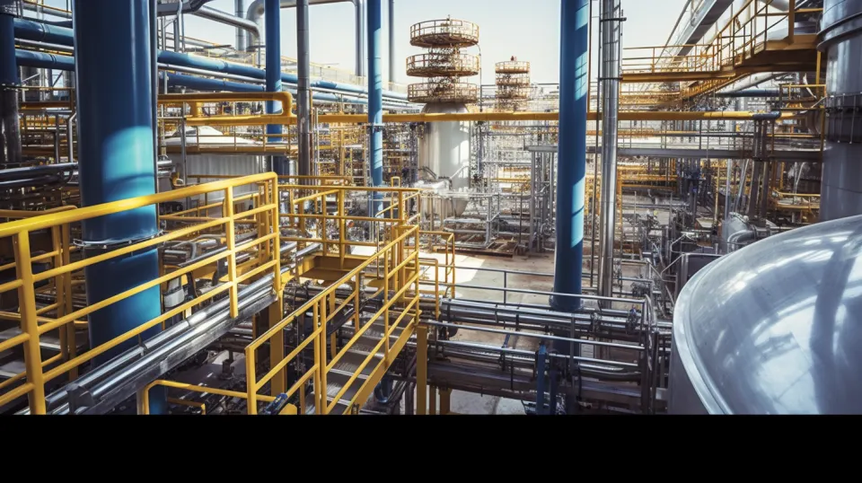 Complex System of Pipelines and Tanks at a Modern Factory