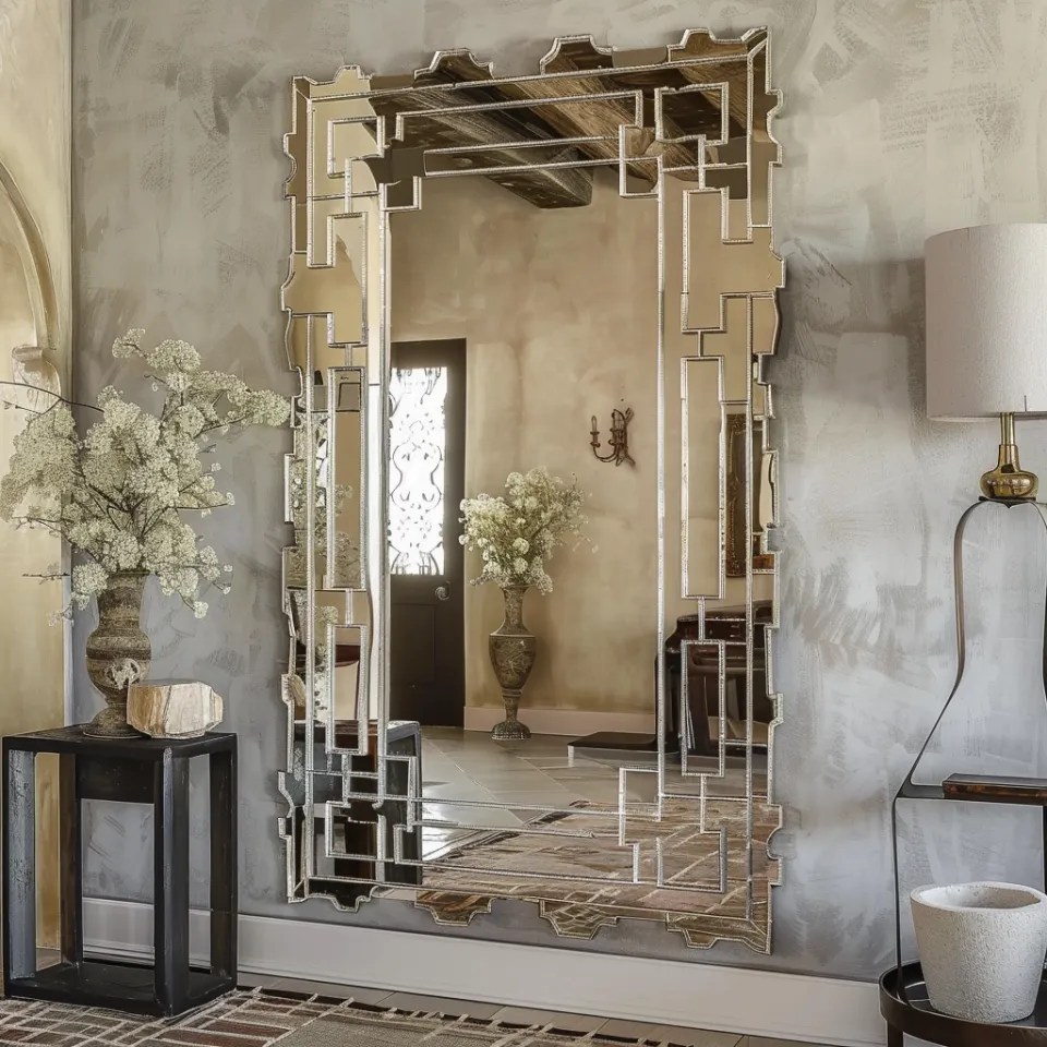 Mirror with a Beautiful Frame in Room Interior