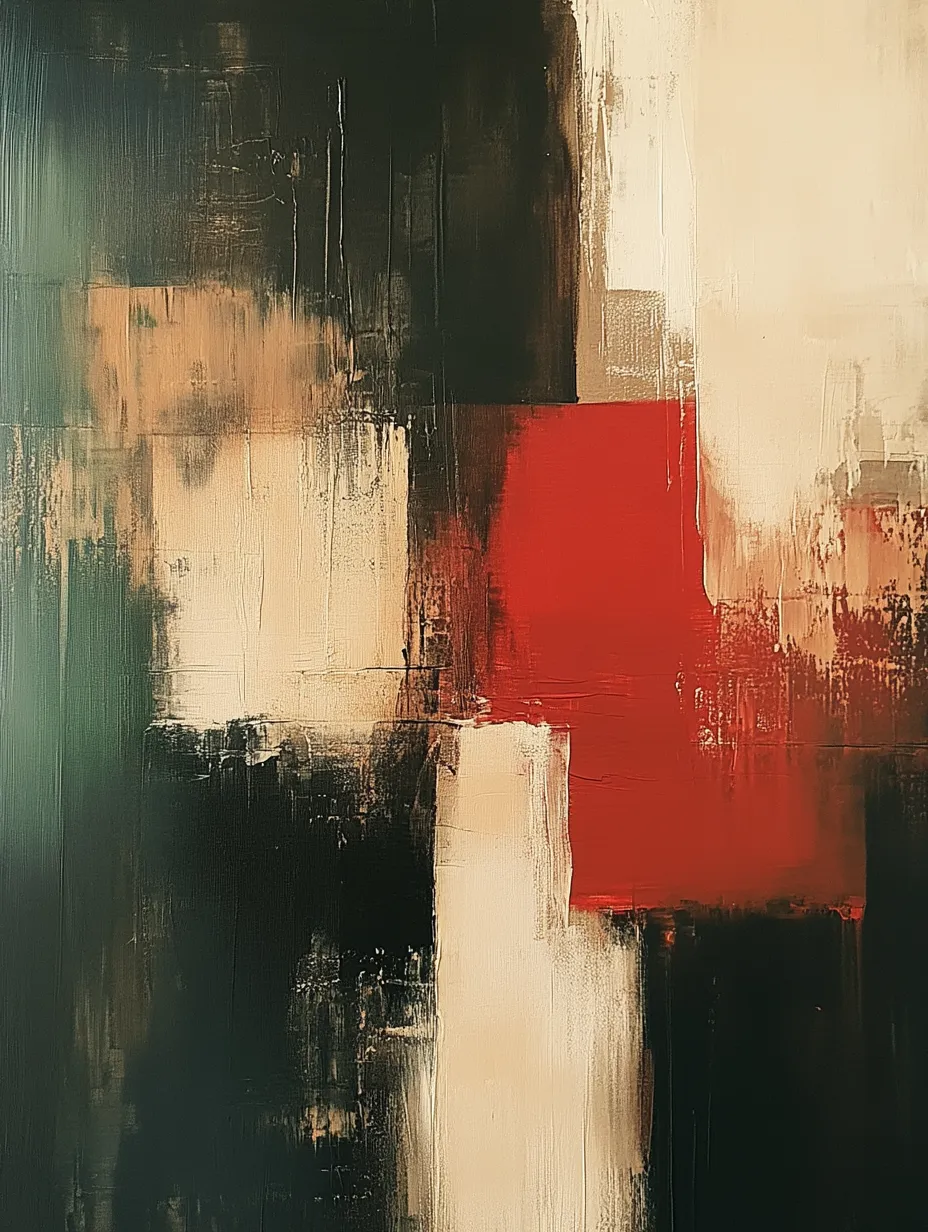Imagen de una pintura abstracta con bloques de color y textura