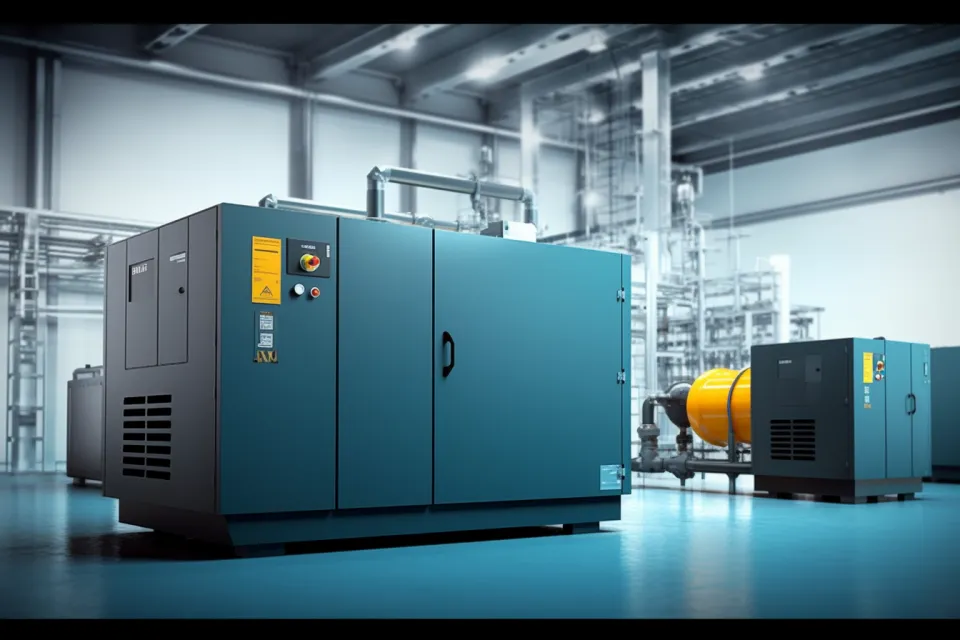 Industrial Compressors and Pumps in a Modern Production Facility