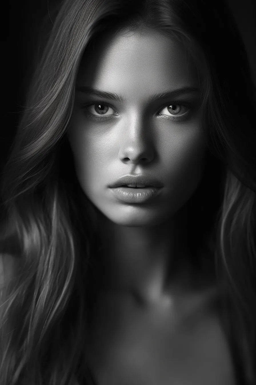 Retrato parcial de una mujer joven con rasgos faciales expresivos