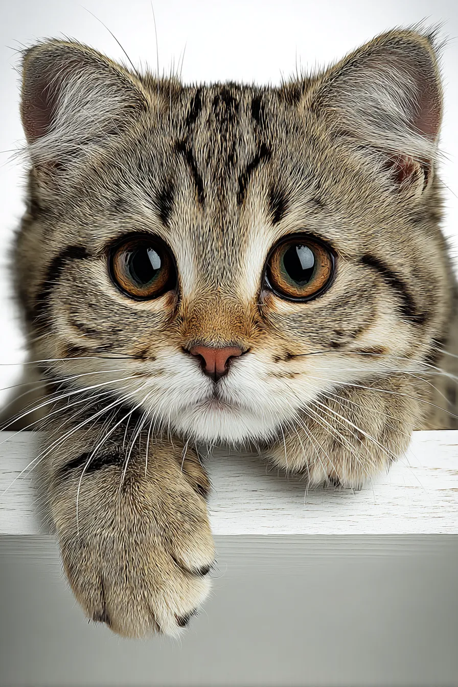 Close-up of a kitten with expressive big eyes