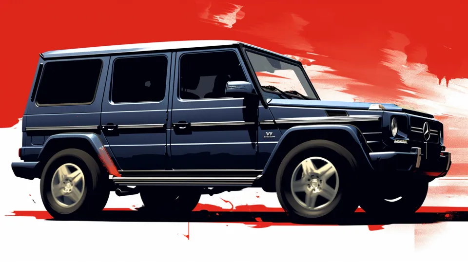 Image of an SUV against a colorful abstract background