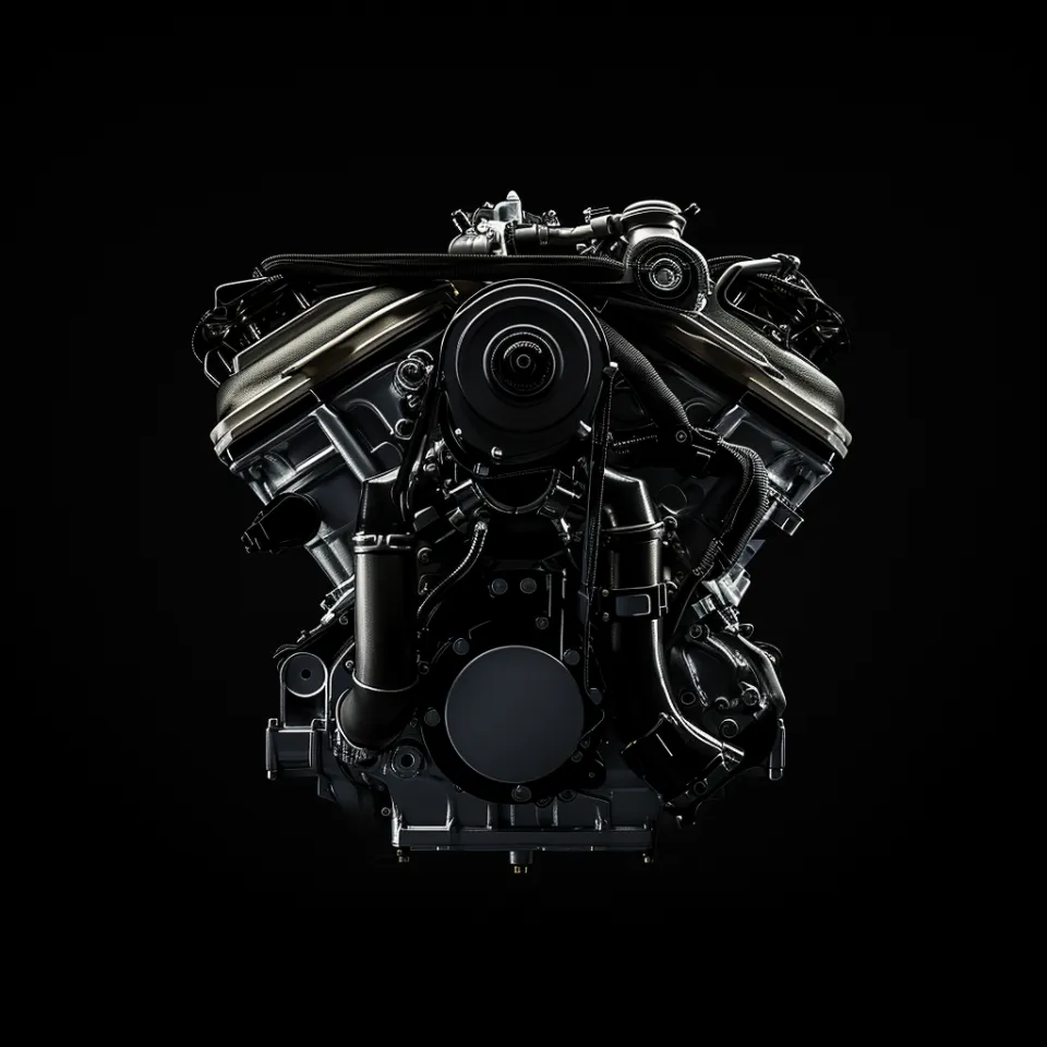 Internal combustion engine with a detailed view and high contrast