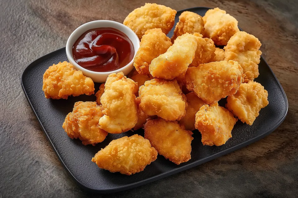 Chicken Nuggets with Sauce and an Appetizing Crunchy Coating