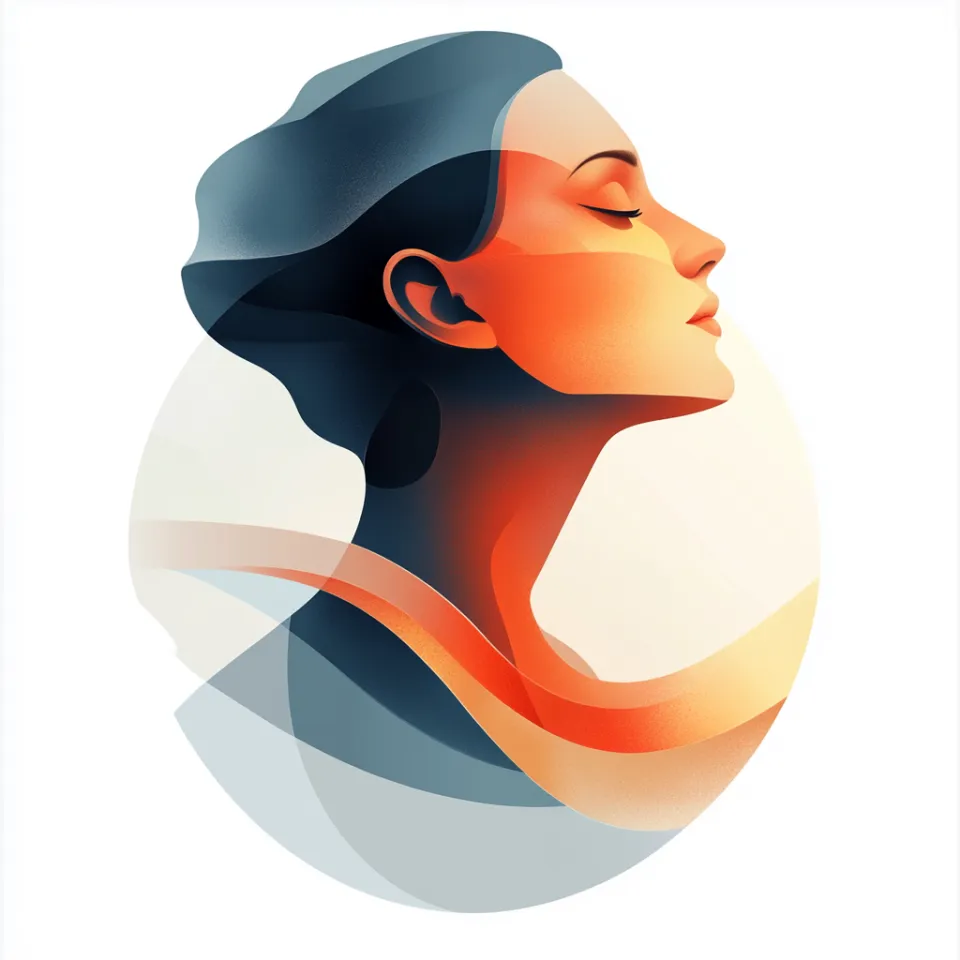 Abstract portrait of a woman with smooth lines and modern design