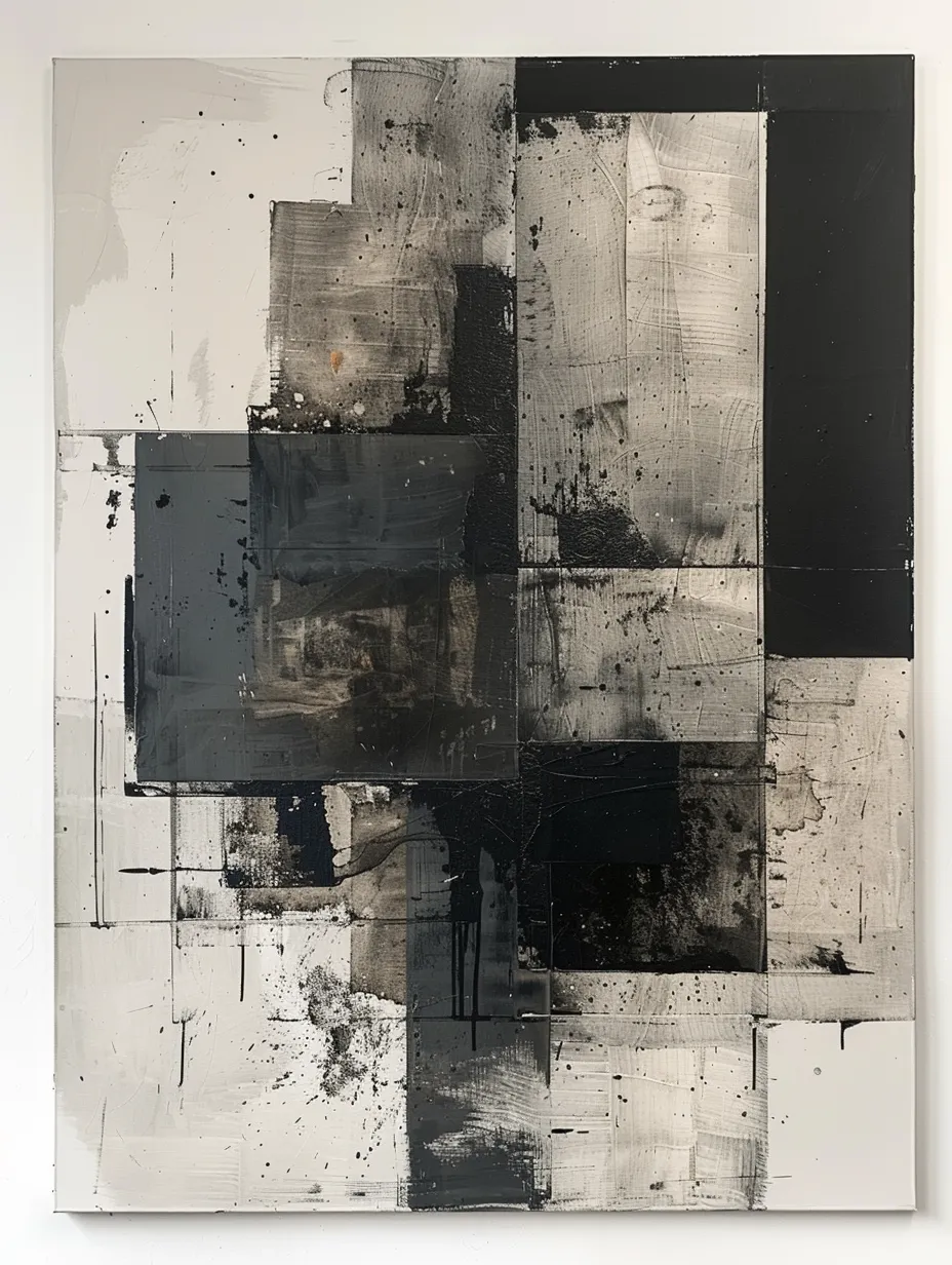 Contemporary abstraction on canvas using black and white colors