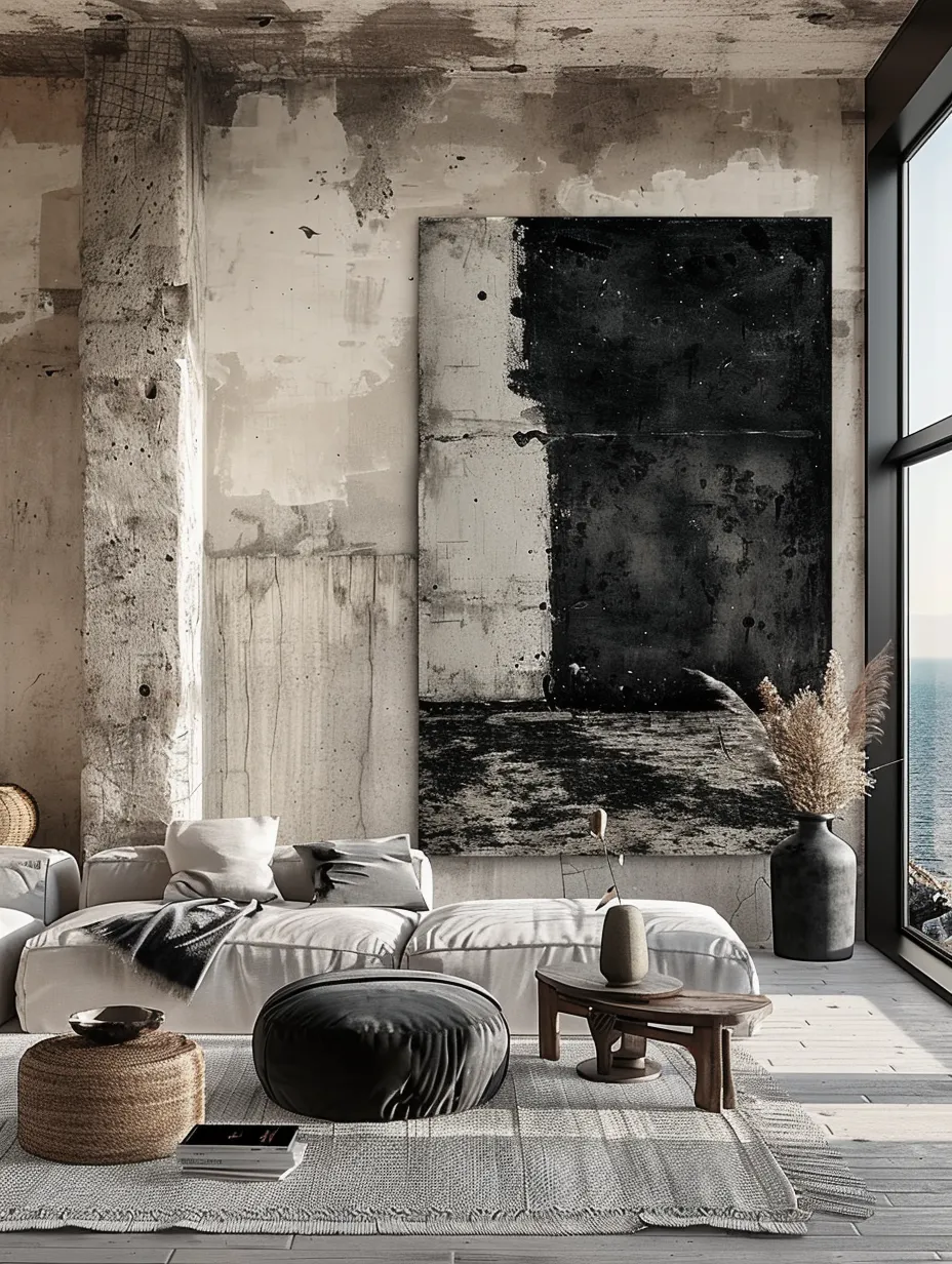 Minimalist Style Interior with Abstract Painting