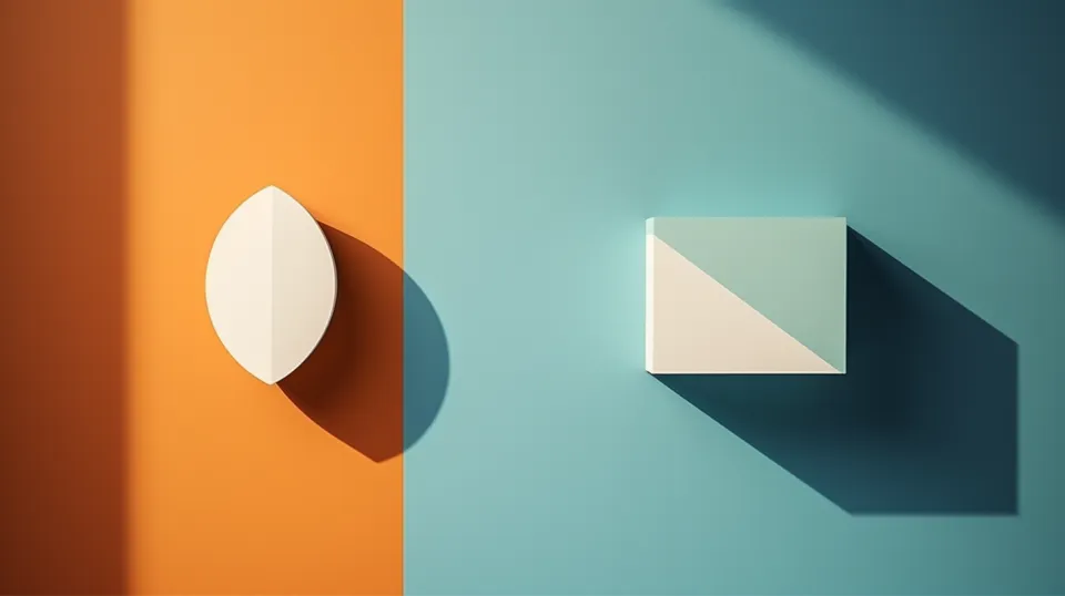 Composition of geometric figures on multicolored walls