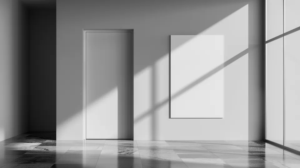 Modern Room with Minimalist Design and White Canvas