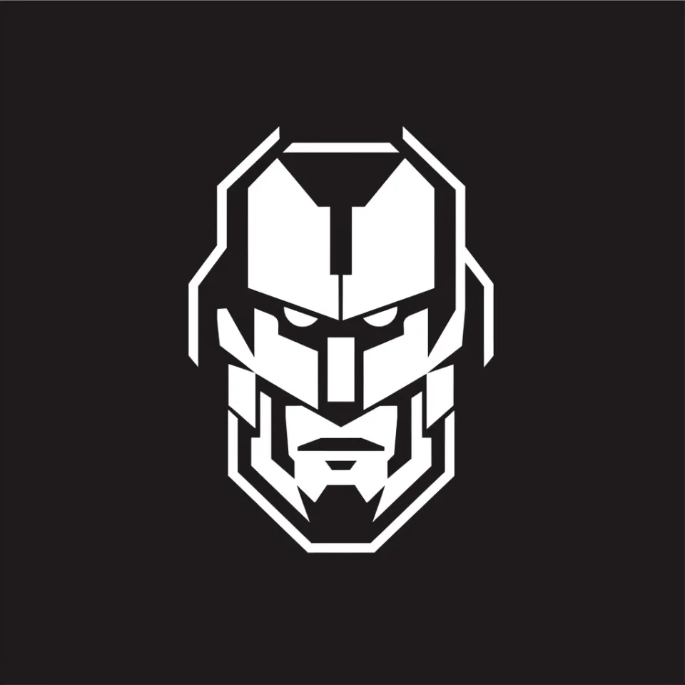 Image of a minimalist head in a stylized black-and-white design