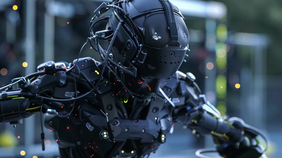 Image of a high-tech robot with complex wiring and details