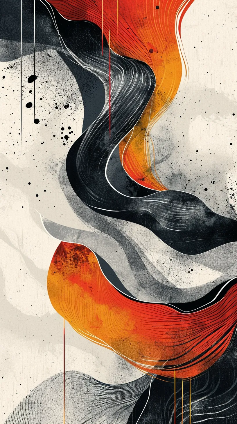 Visualization of abstraction featuring black, red, and orange lines