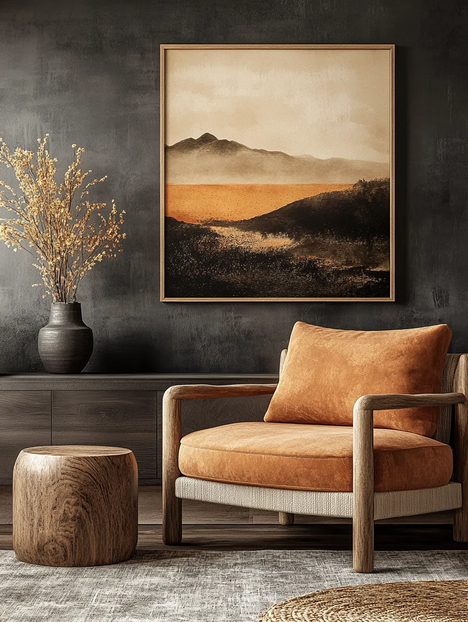 Hermosa pintura abstracta en la pared de un interior moderno
