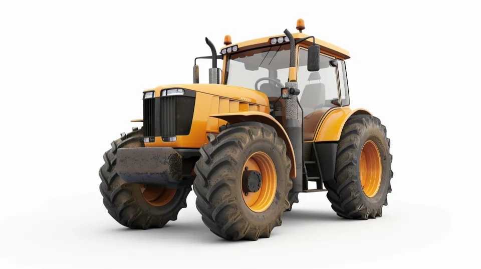 Bright modern tractor with large wheels and details