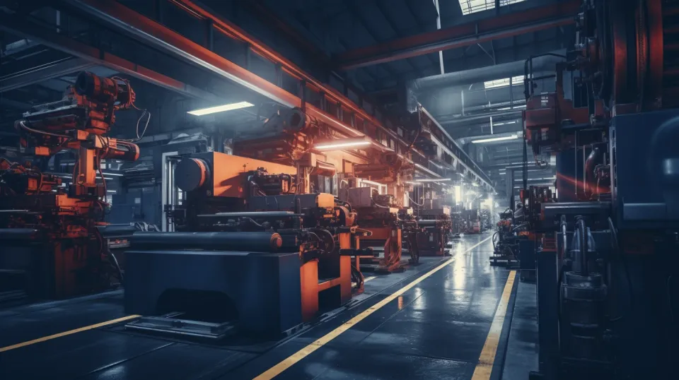 Technological Equipment and Robots at a Modern Factory