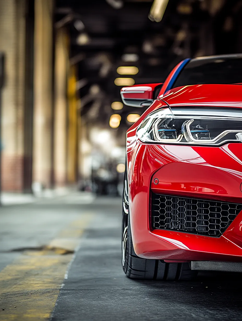 Coche deportivo rojo con diseño moderno en un garaje