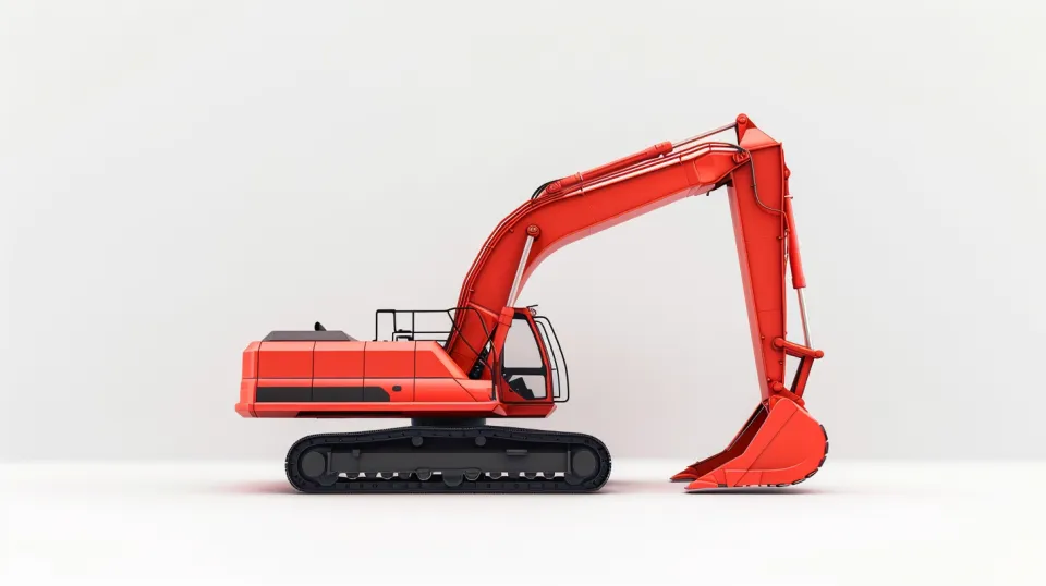 Image of a crawler excavator with a long boom and bucket